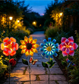 Waterproof Metal Art Stick Flowers, Light for Outside