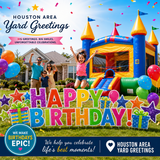 Classic Castle Bounce House + Yard Sign Celebration Bundle